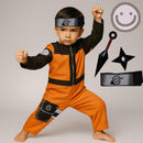Roupa Fantasia Longa Infantil Naruto Ninja com Shuriken e Kunai