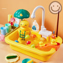 Pia de Brinquedo Infantil com Água de Verdade e Acessórios de Cozinha