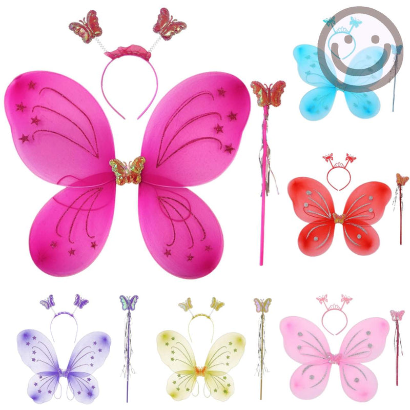 Asa De Borboleta Com Conjunto De Varinha E Tiara Para Festa E Fantasia