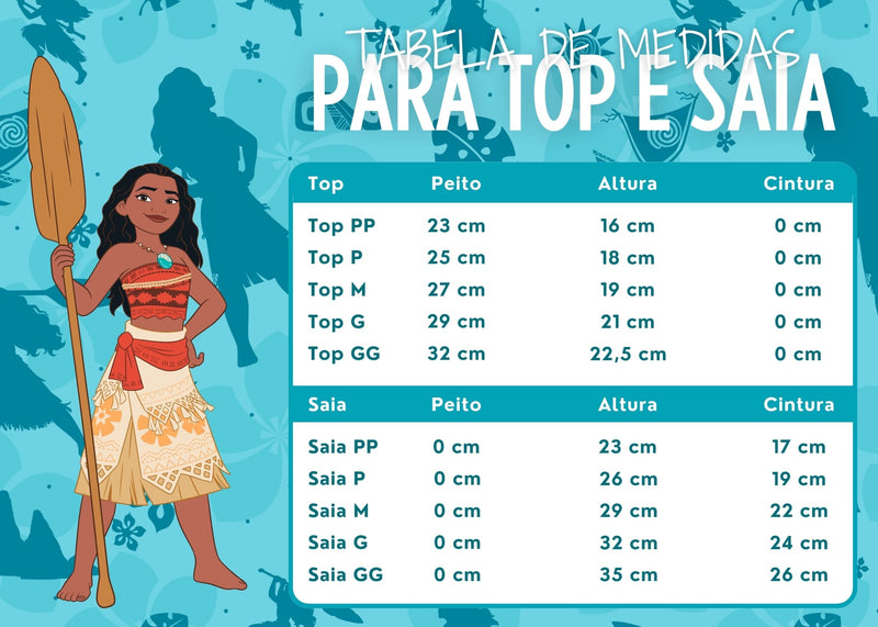 Fantasia Moana 2 Infantil com colar 1 a 10 anos