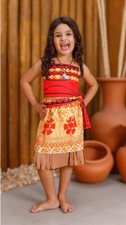 Fantasia Moana 2 Infantil com colar 1 a 10 anos