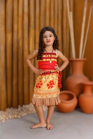 Fantasia Moana 2 Infantil com colar 1 a 10 anos