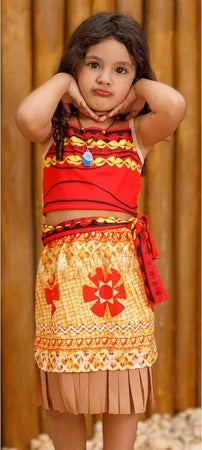 Fantasia Moana 2 Infantil com colar 1 a 10 anos