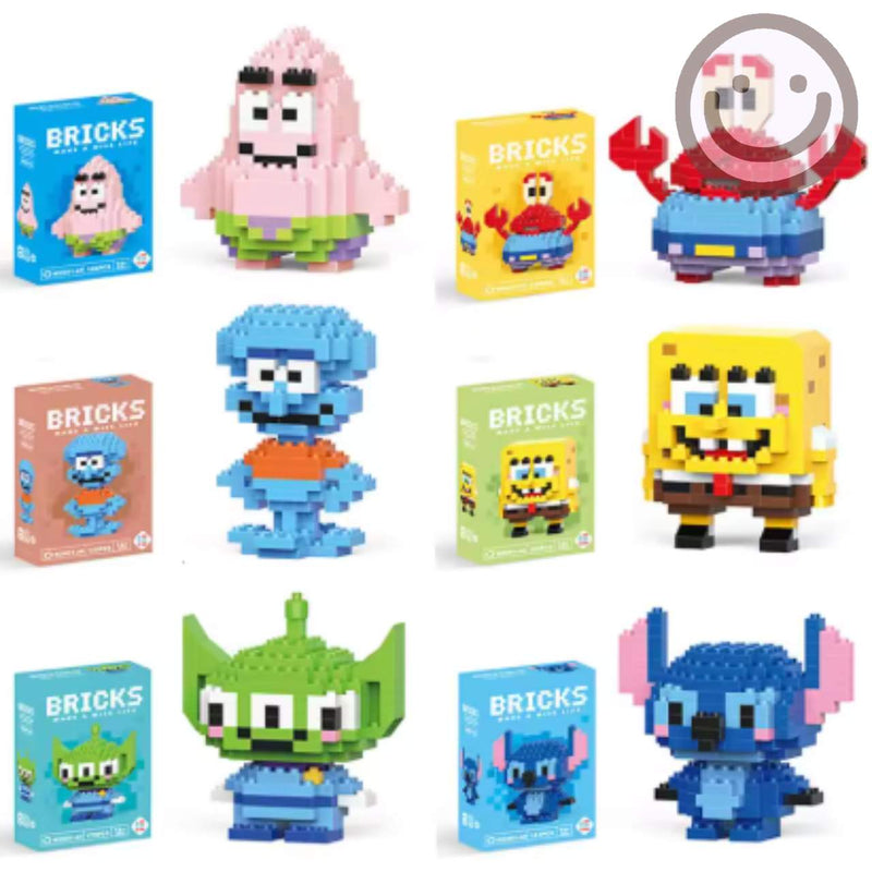 Blocos de Montar Stitch e Bob Esponja – Miniaturas Disney